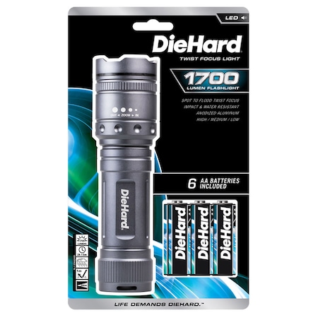 Dorcy Dorcy DieHard 1700 lm Gray LED Flashlight AA Battery 41-6123